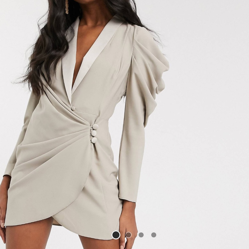ASOS DESIGN mini drape front tux dress